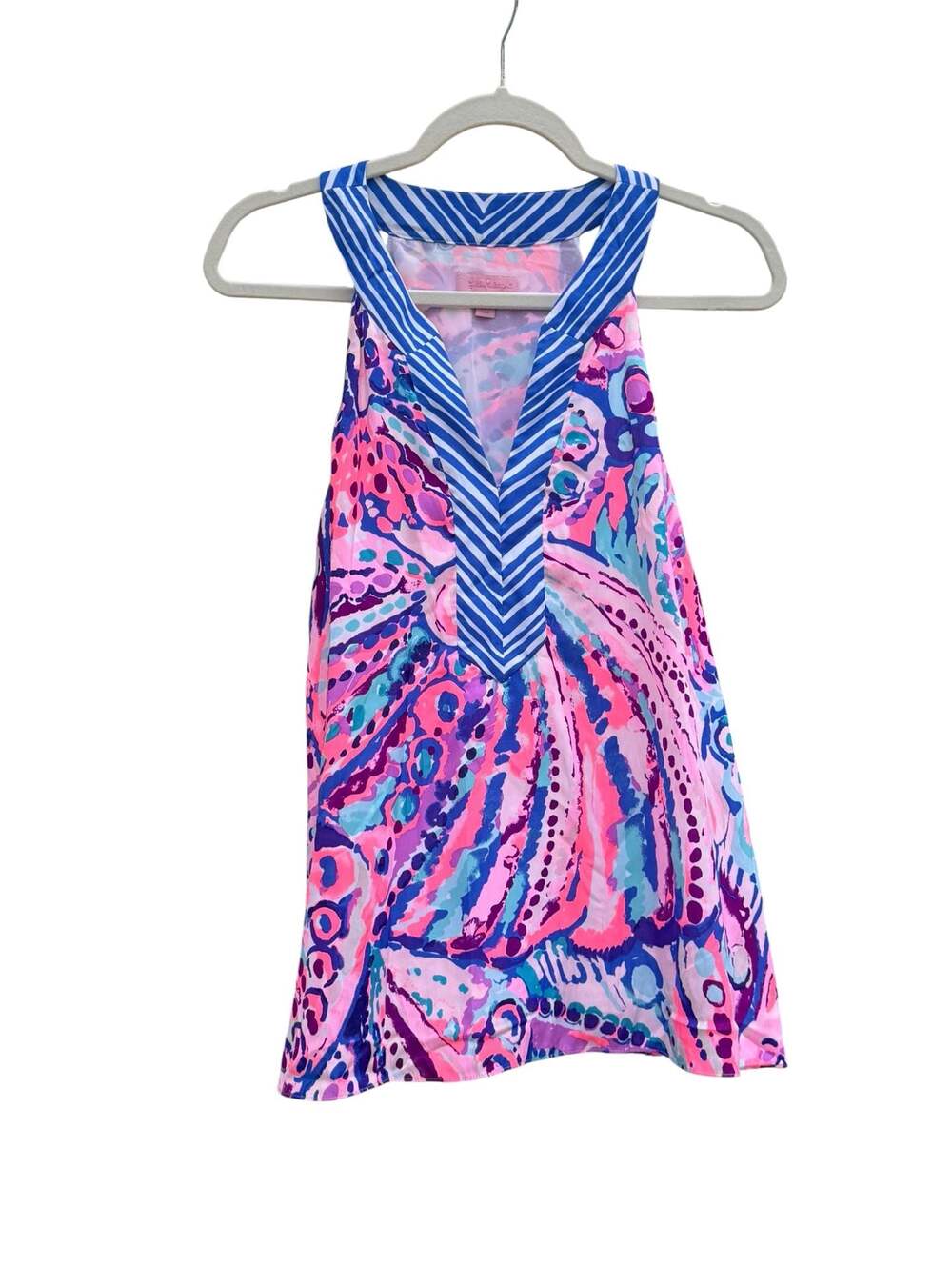 Lilly Pulitzer Achelle Tank Top Sleeveless Blouse in Pink Blue Pattern